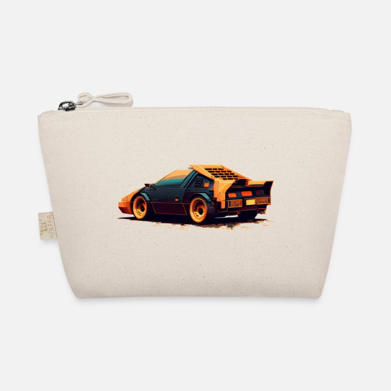 Classic Pixelart racing car in retro Sci-Fi 8-bit Organic Pouch