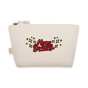 Red Happy Birthday lettering with stars - Organic Pouch - nature - Front