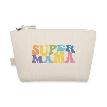 Super Mama Mom Mum Mami Retro Groovy Rainbow - Bio-Täschchen - Natur - Vorne