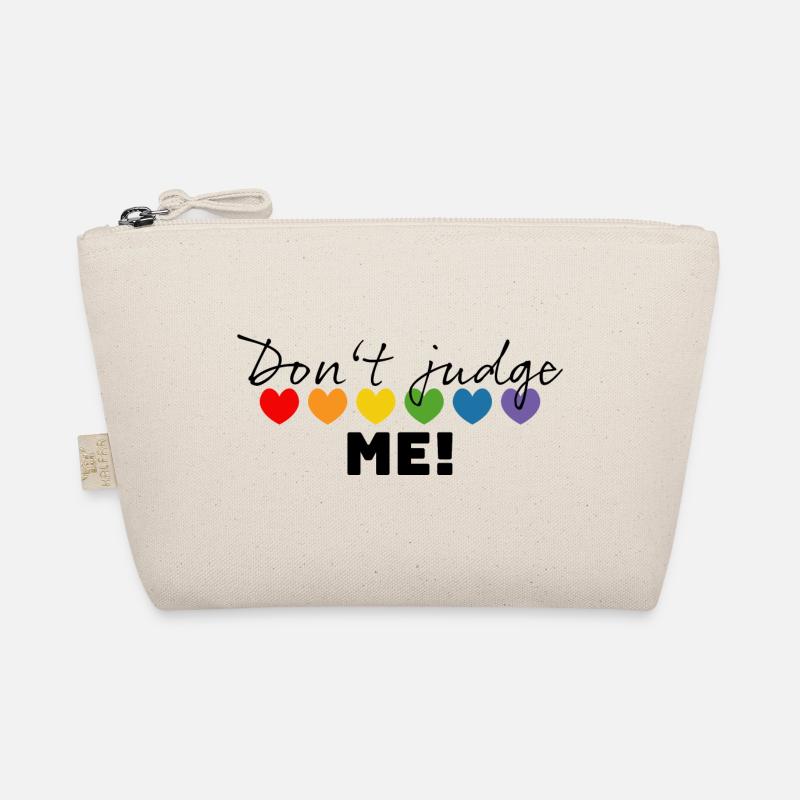 Rainbow heart don't judge me black Organic Pouch