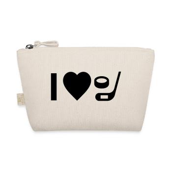 Cool "I Love Hockey" design for him and her - Organic Pouch - nature - Front