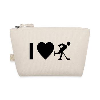 Cool "I Love Ice Hockey" design for him and her - Organic Pouch - nature - Front
