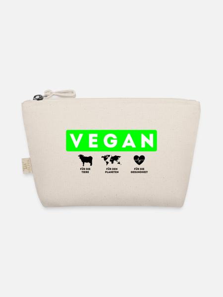 Vegan, Tiere Planeten Gesundheit - Bio-Täschchen - Natur - Vorne