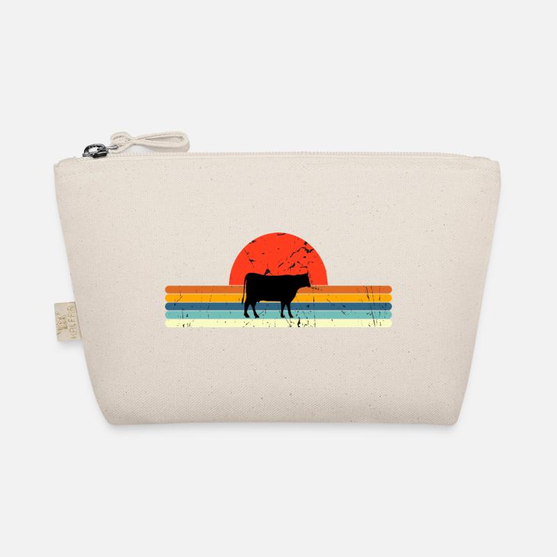 Design rétro de coucher de soleil vintage vache Trousse biologique