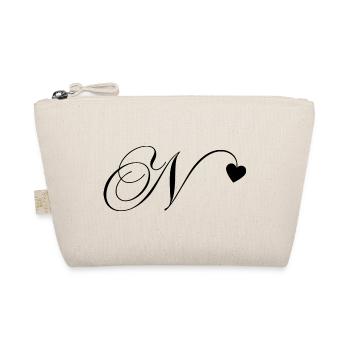 Letter n heart calligraphy - Organic Pouch - nature - Front