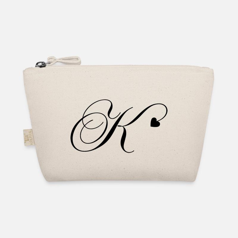 Letter k heart calligraphy Organic Pouch