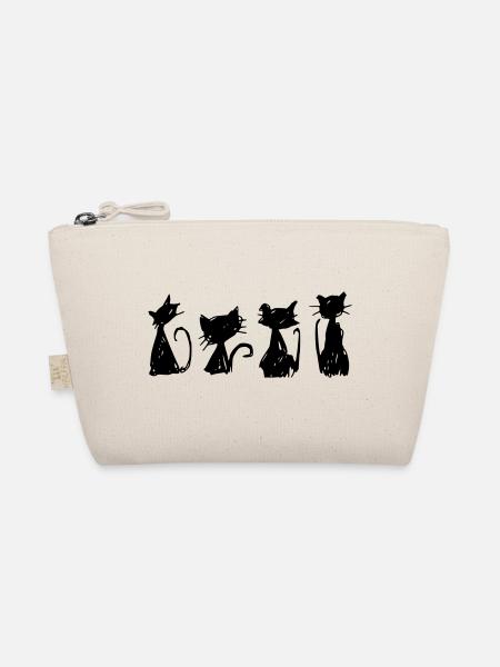 schwarze katzen skizzen silhouetten zeichnung hand freie hand - Bio-Täschchen - Natur - Vorne