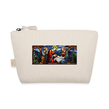 Jesus, Mary, and Joseph. Christian Christmas. Love & Peace - Organic Pouch - nature - Front