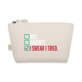 Nice Naughty I Swear I Tried Christmas List - Organic Pouch - nature - Front