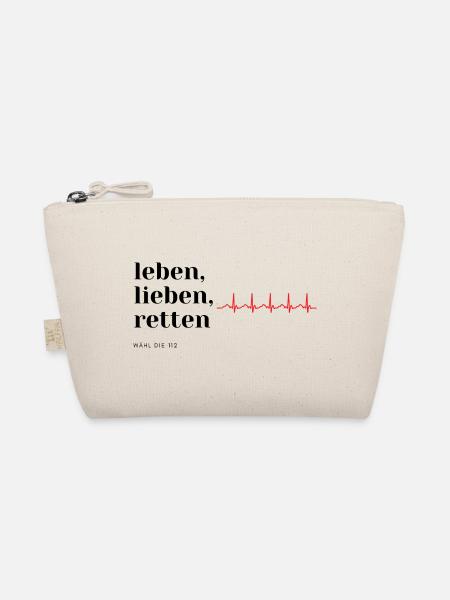 leben, lieben, retten mit EKG Linie - Bio-Täschchen - Natur