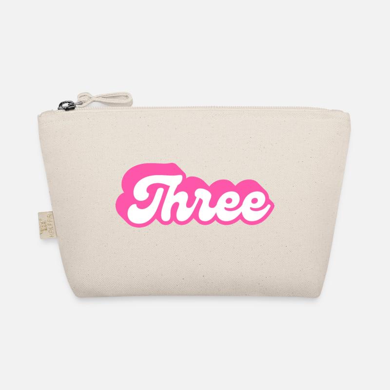 Three birthday - 3rd birthday retro pink Organic Pouch
