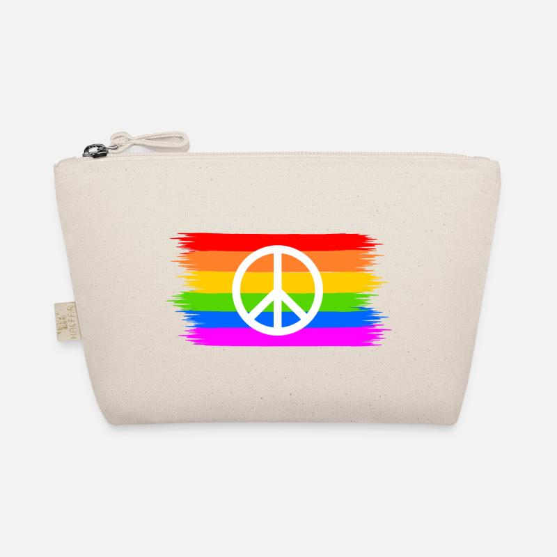 Peacezeichen auf LGBT Regenbogenfahne - Bio-Täschchen - Natur