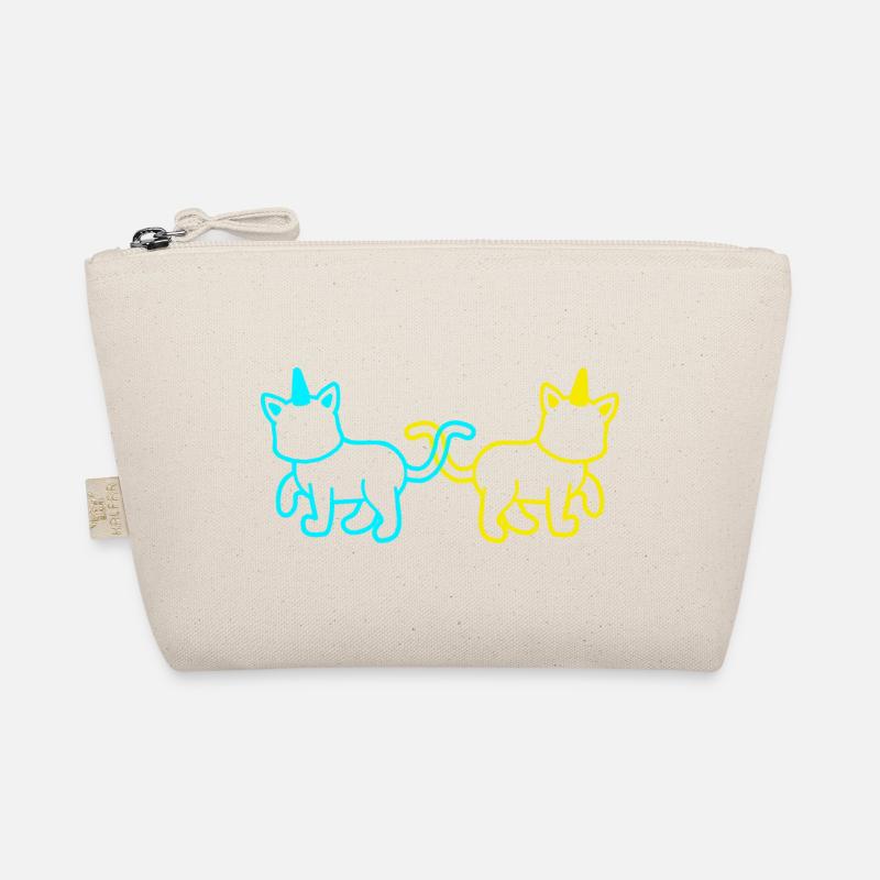 Einhörner Katzen Retro Vintage 80er 90er Katze - Bio-Täschchen - Natur