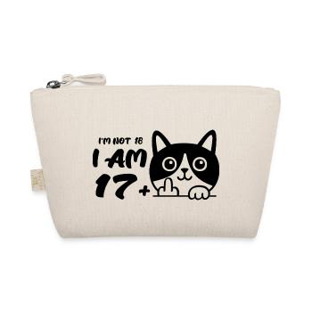 I'm Not 18, I Am 17 Plus 1 Middle Finger Cat Flip - Organic Pouch - nature - Front