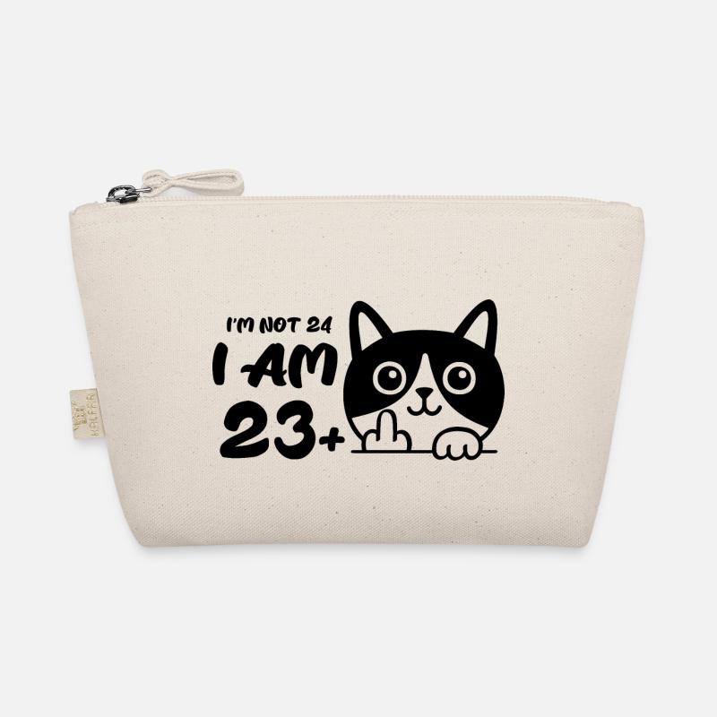 I'm Not 24, I Am 23 Plus 1 Middle Finger Cat Flip Organic Pouch