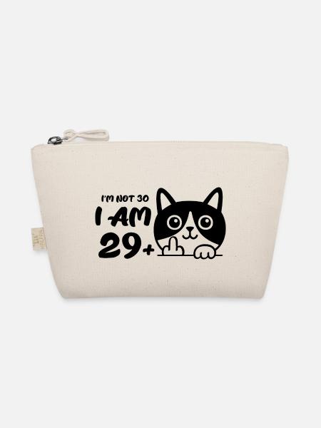 I'm Not 30, I Am 29 Plus 1 Middle Finger Cat Flip - Organic Pouch - nature - Front