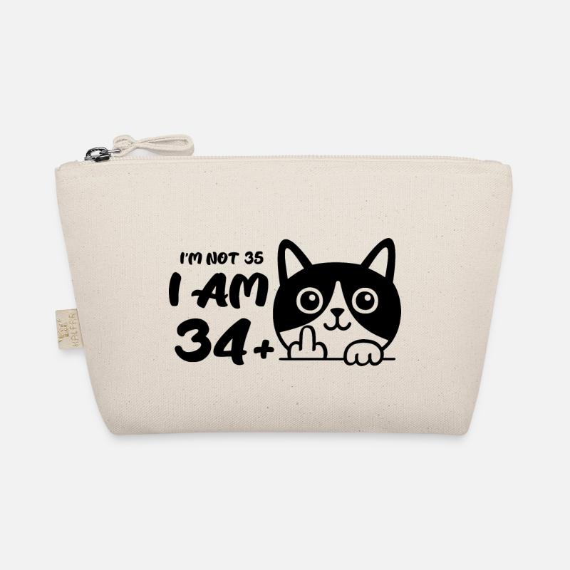 Ich bin nicht 35, ich bin 34 plus 1 Mittelfinger Katze Flip Bio-Täschchen