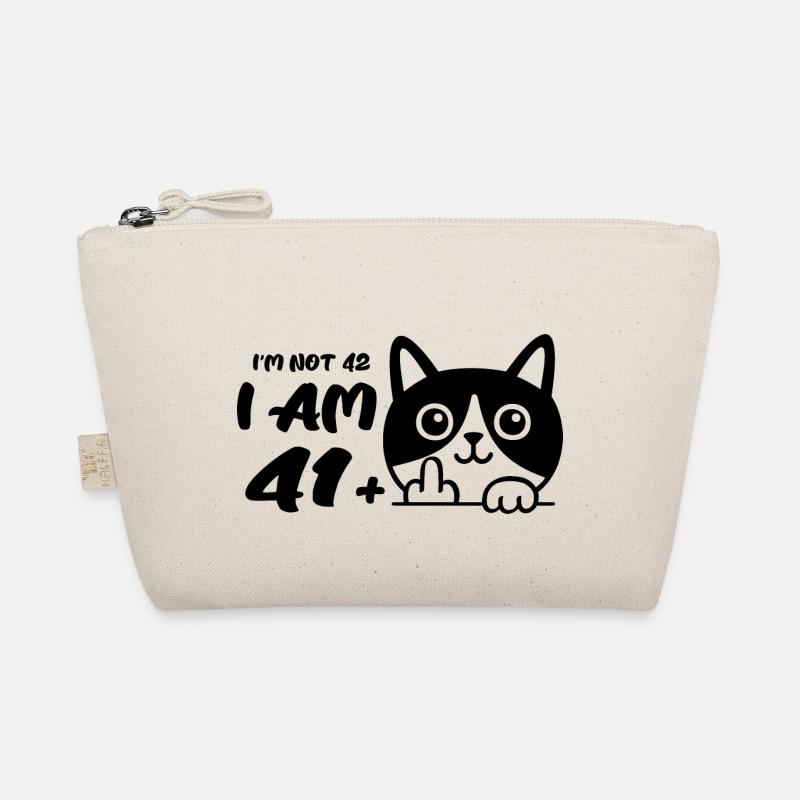 I'm Not 42, I Am 41 Plus 1 Middle Finger Cat Flip Organic Pouch