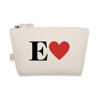 Letter e red heart - Organic Pouch - nature - Front