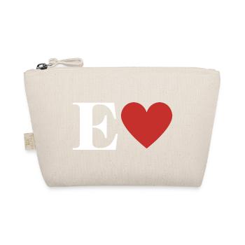 Letter e red heart - Organic Pouch - nature - Front