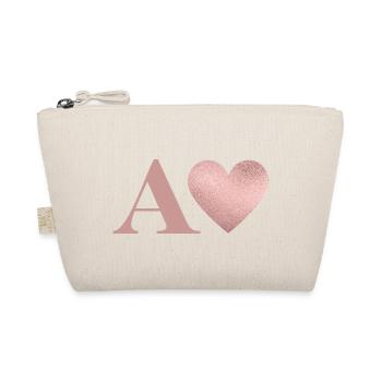 Lettre a cœur rose gold - Trousse biologique - nature - Devant