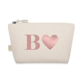 Lettre b cœur rose gold - Trousse biologique - nature - Devant