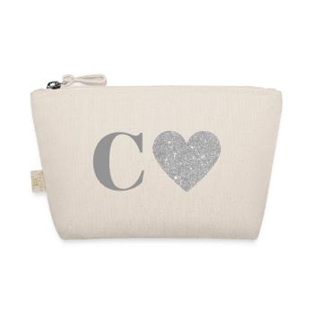 Letter c silver heart - Organic Pouch - nature - Front