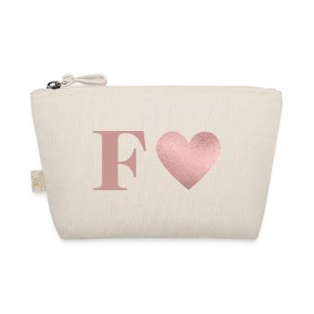 Lettre f cœur rose gold - Trousse biologique - nature - Devant