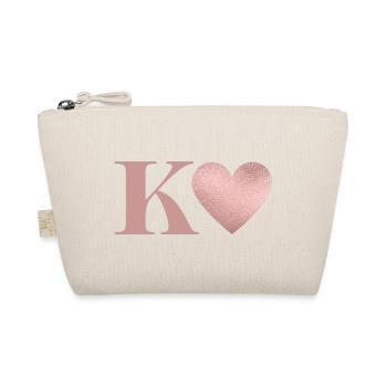 Lettre k cœur rose gold - Trousse biologique - nature - Devant