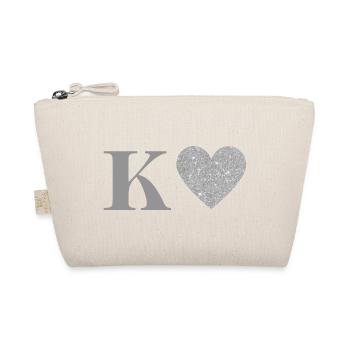 Silver Heart Letter k - Organic Pouch - nature - Front