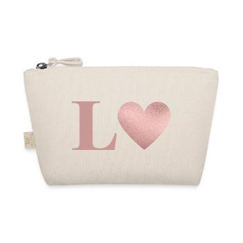 Lettre l cœur rose gold - Trousse biologique - nature - Devant