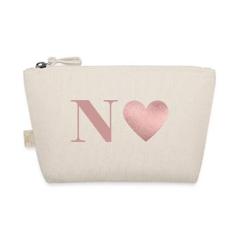 Letter n heart rose gold - Organic Pouch - nature - Front