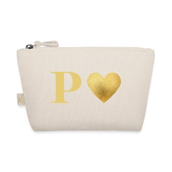 Letter p golden heart - Organic Pouch - nature - Front