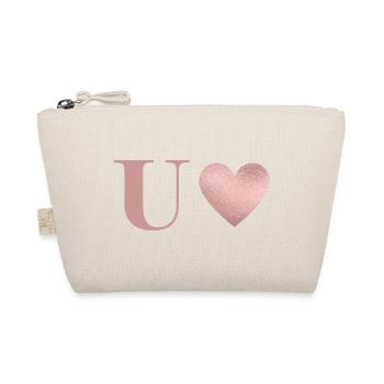 Buchstabe u Herz roségold - Bio-Täschchen - Natur - Vorne