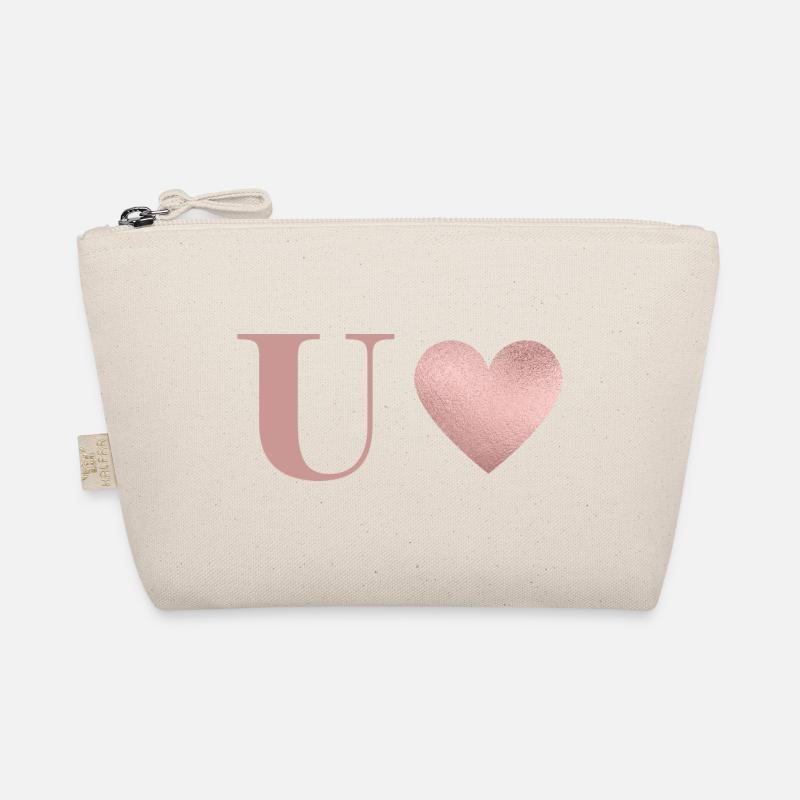 Letter u heart rose gold Organic Pouch