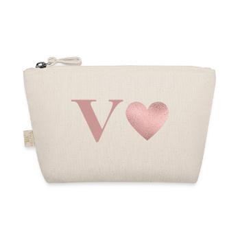 Lettre v cœur rose gold - Trousse biologique - nature - Devant