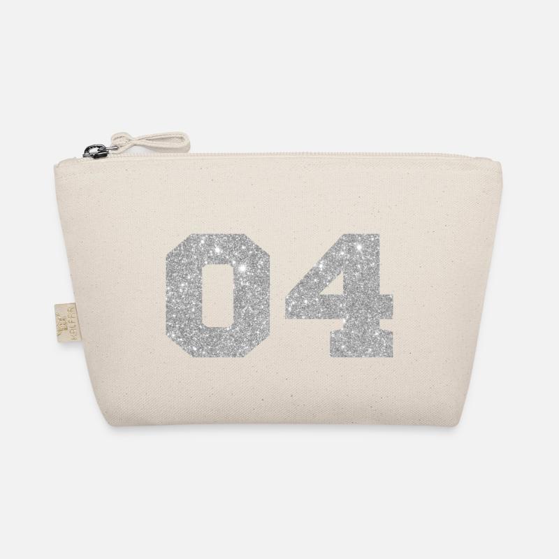 Number 4 Silver Glitter - 4th Anniversary Organic Pouch