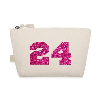Numéro 24 paillettes rose - 24e anniversaire - Trousse biologique - nature - Devant