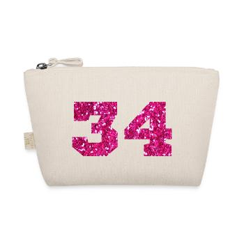 Numéro 34 paillettes rose - 34e anniversaire - Trousse biologique - nature - Devant