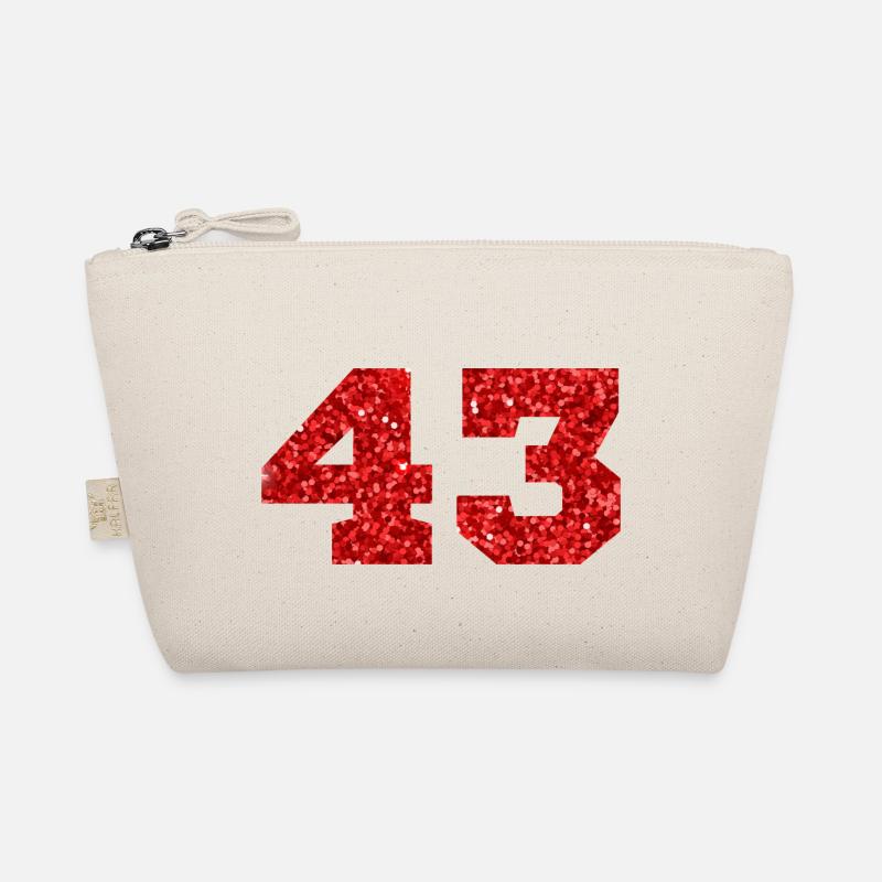Nummer 43 Roter Glitzer - 43. Geburtstag - Bio-Täschchen - Natur