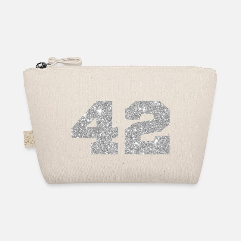 Nummer 42 Silberglitter - 42. Jahrestag - Bio-Täschchen - Natur