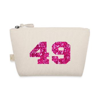 Number 49 Pink Glitter - 49th Birthday - Organic Pouch - nature - Front