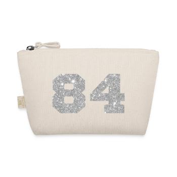 Number 84 Silver Glitter - 84th Anniversary - Organic Pouch - nature - Front