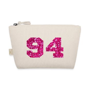 Nummer 94 Pink Glitter - 94. Geburtstag - Bio-Täschchen - Natur - Vorne