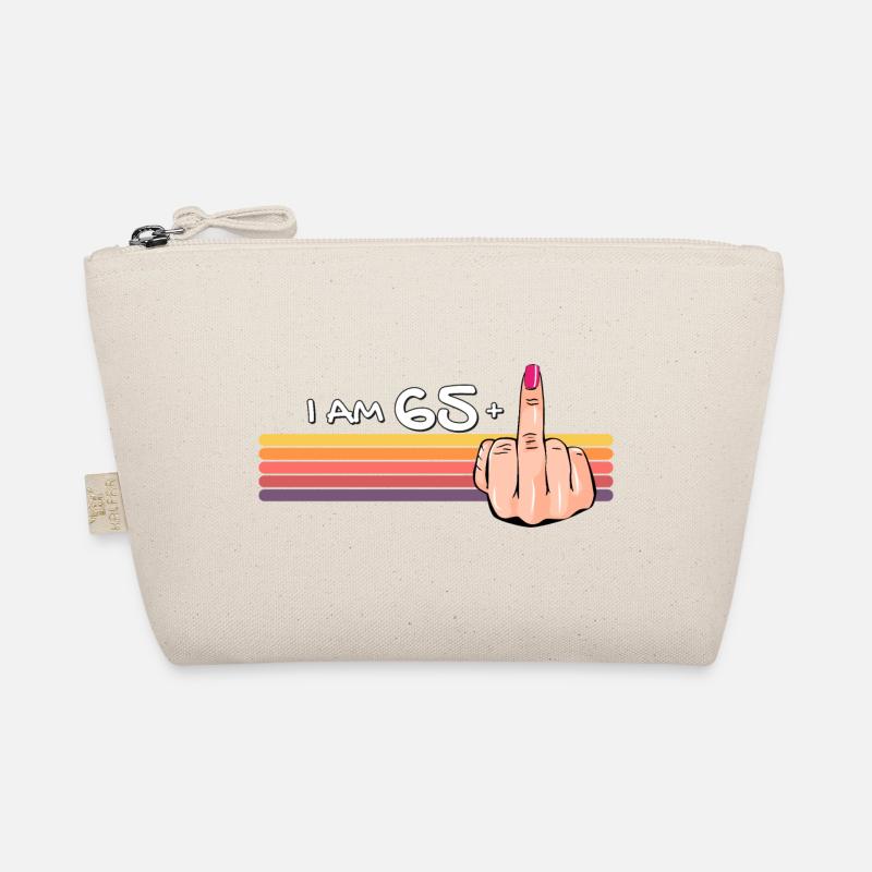 Ich bin 65 + 1 Mittelfinger-Shirt Ich bin 65 plus, Bio-Täschchen