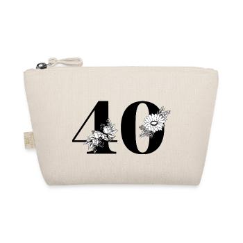Number 40 Black Floral - 40th Floral Birthday - Organic Pouch - nature - Front