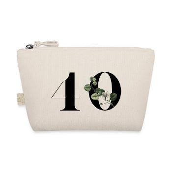 Number 40 Green Floral - 40th Floral Birthday - Organic Pouch - nature - Front