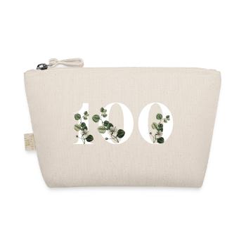 Number 100 Floral Green - 100th Floral Birthday - Organic Pouch - nature - Front