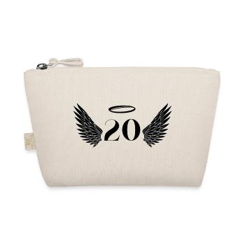 Number 20 Angel - 20th Birthday Wings - Organic Pouch - nature - Front