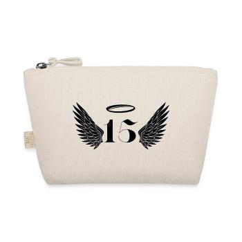 Number 15 Angel - 15th Birthday Wings - Organic Pouch - nature - Front